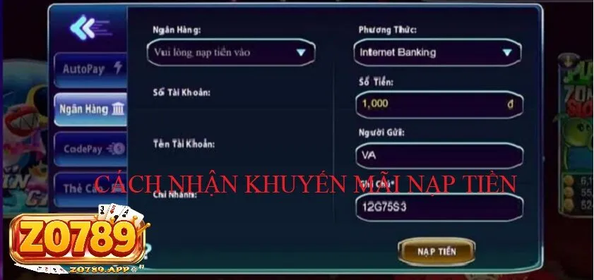 Khuyến mãi nạp tiền lần đầu Zo789 - Cơ hội vàng không bỏ lỡ! 3 Hướng dẫn chi tiết cách nhận khuyến mãi nạp tiền lần đầu Zo789